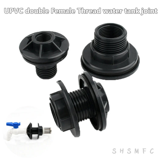 1~8PCS 1/2, 3/4, 1 Inch UPVC Double Female Thread Water Tank Joints Garden Irrigation Accessories Fish Tank Connector