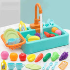 Kitchen Toy Plastic Dish Wash Sink Set With Faucet Pretend Play Cleaning Housework Educational Role Play Kitchen Water Fun Toys