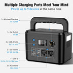 Powkey Portable Power Station 350W 260Wh/70000mAh Backup Lithium Battery, 110V Pure Sine Wave Power Bank for Outdoors Camping
