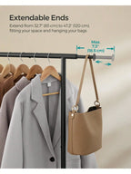 SONGMICS Clothes Rack, Clothing Rack for Hanging Clothes with Wheels, Garment Rack with Extendable Hanging Rail