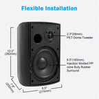 Herdio 6.5‘’ 2PCS Wall Mounted Speaker 400W Passive Outdoor ABS Material Speaker System Applicable To living Room Garage Patio