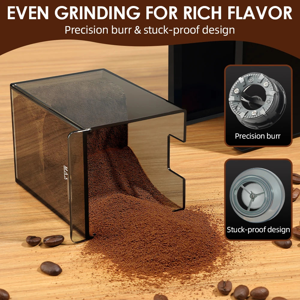 Electric Burr Mill Coffee Grinder Automatic Coffee Bean Grinding With 28 Grind Settings For Espresso French Press Drip 2-12 Cup