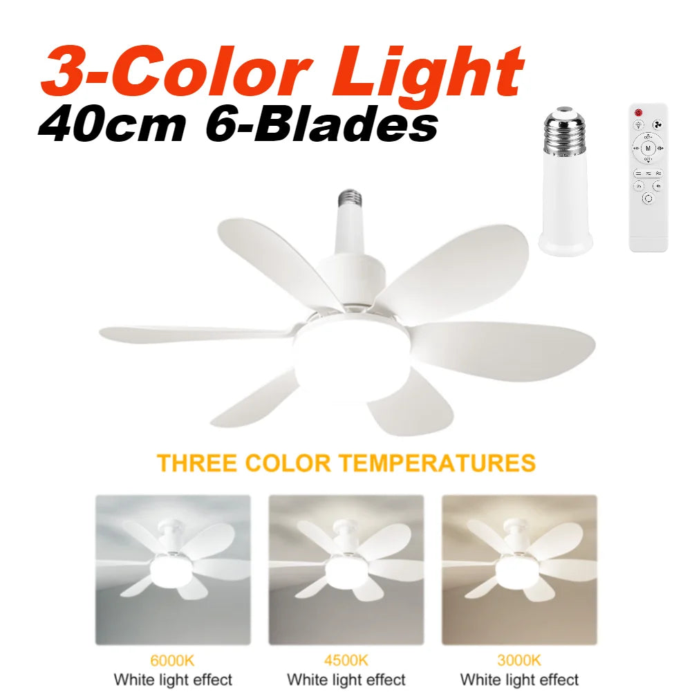 40W Ceiling Fan Lamp RGB Dimmable Ceiling Fanlight Stepless Dimming E2