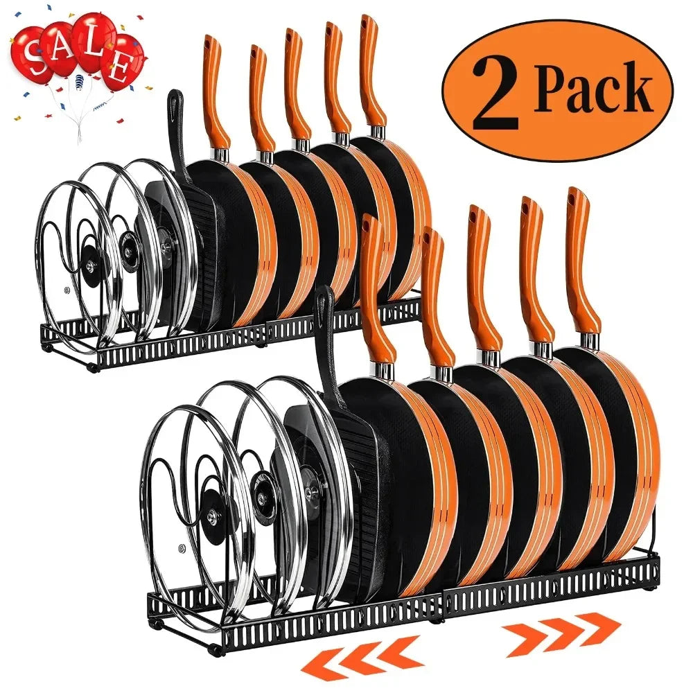 2-Pack Expandable Pot Lid & Pan Organizer Rack