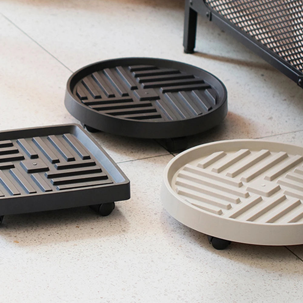 Flower Pot Stand Trays With Wheels Multifunctional Flower Disc Base Durable Movable Round Square Bonsai Plants Trays Home Decor