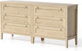 3 Drawer Dresser Set of 2 for Bedroom, Modern Chest of Drawers with Golden Handles, Wood Tall Nightstand,Natural Oak