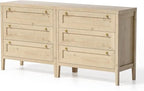 3 Drawer Dresser Set of 2 for Bedroom, Modern Chest of Drawers with Golden Handles, Wood Tall Nightstand,Natural Oak