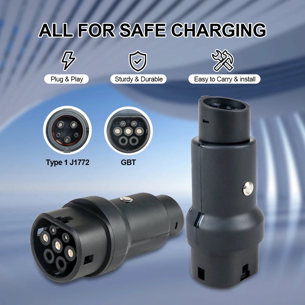 Kolanky GBT To Type1 Adapter 32A 7.2kw GB/T Female Plug with Type 1 Female Converter J1772 Electric Car For Ford Chevrolet Tesla