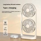 Quiet Desktop Twin Fan: 360°Flexible Rotation, Type C Charging, Multi