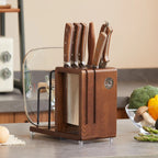 Multi-Function Knife Rack, Kitchen Cutting Board Stand, Knife and Board Storage Holder, Pot Lid and Chopstick Organizer