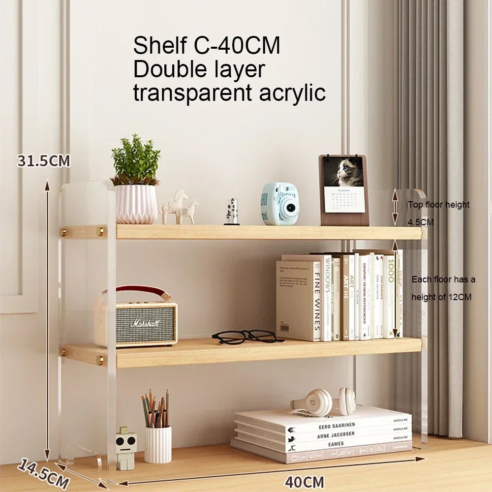 Desktop Bookshelf Kitchen Utensil Storage Rack Office Desktop Storage Rack Acrylic Bookshelf Household Minimalist Storage Rack