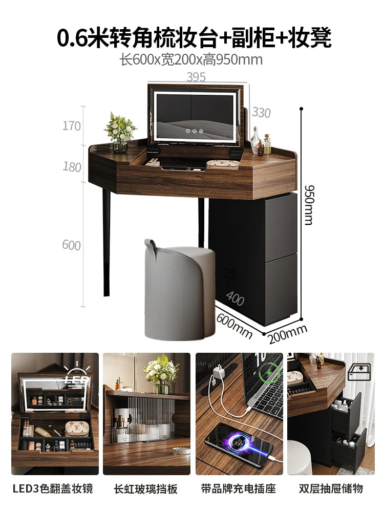 Corner Coffee Vanity Table Modern Living Room Study Bedside Dressing Table Wood Bedroom Makeup Penteadeira Postmodern Furniture