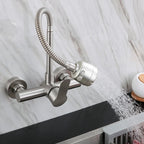 Black/Brushed Kitchen Faucet Wall Mount 2 Function Hot and Cold Water Sink Faucet 360 Degree Rotating Sprayer Faucet