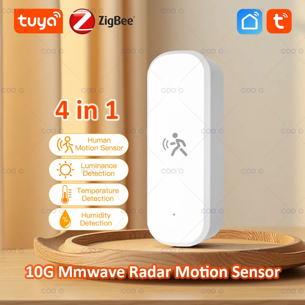 10G Human Motion Sensor Tuya Zigbee MmWave Radar Detector with Luminance Temperature Humidity Sensor Upgarded PIR Sensor