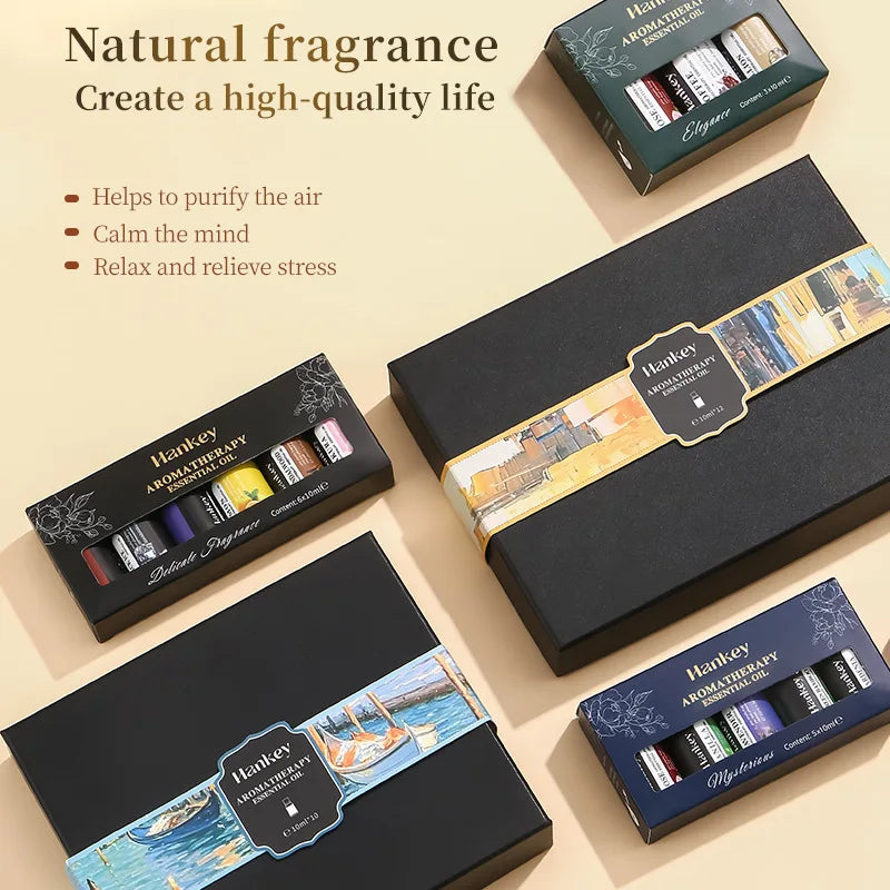 10ml Essential Oil Aromatherapy Gift Box Air Humidifier Household Water-soluble Lavender Rose Eucalyptus White Peach Oolong