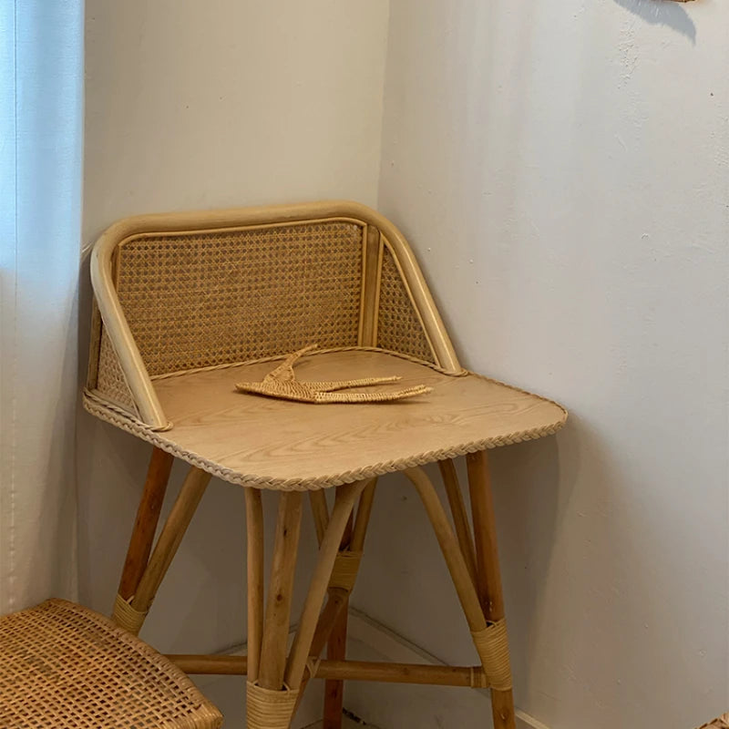 Nordic Small Vanity Table Portable Rattan Minimalist Unique Makeup Desk Dressers Seating Corner Coiffeuse De Chambre Furniture
