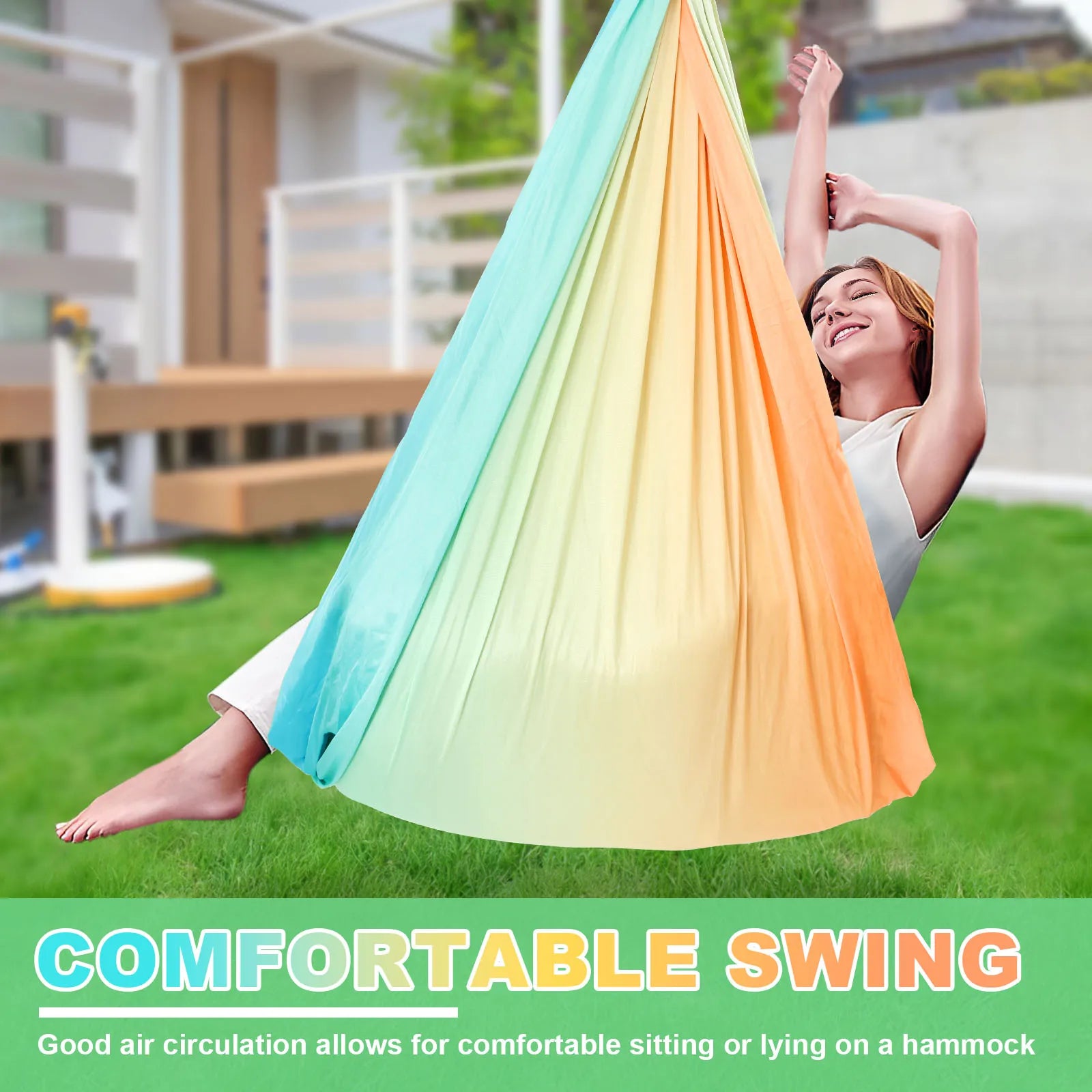 Sensory Swing Kit Polyester Double Layer Therapy Cuddle Swings Stable Sturdy Swing Joy Hammock for Indoor Outdoor Children Play