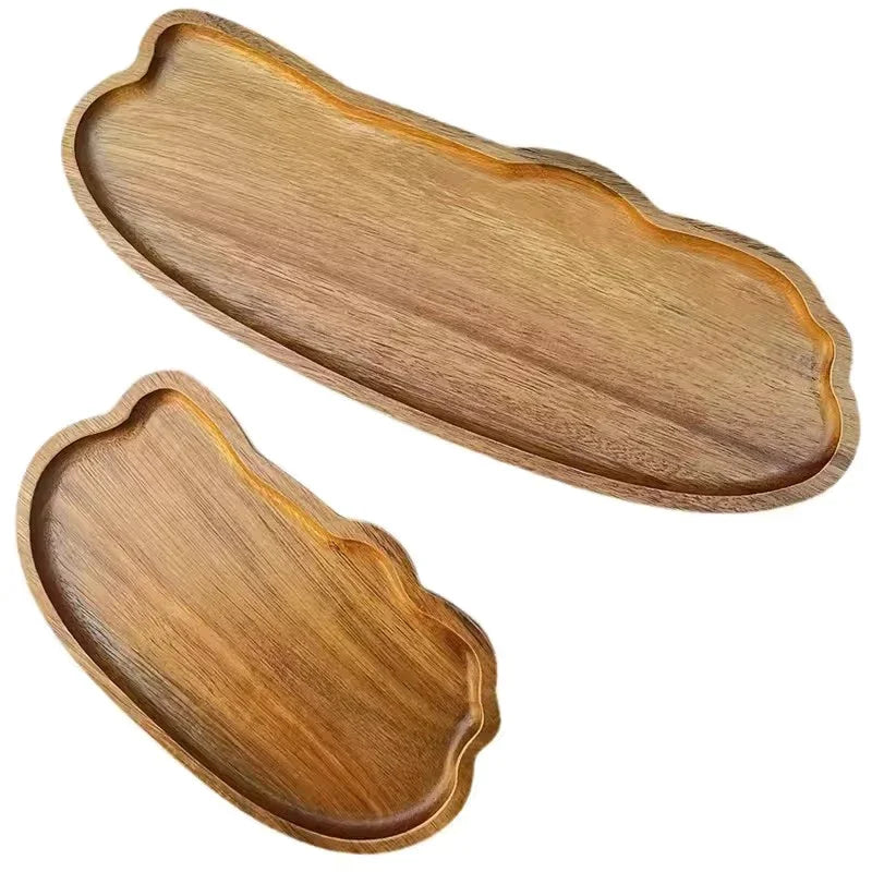 Japanese Style Wooden Kitchen Accessories Tea Coffee Tray Fruit Dessert Candy Plate Wood Decorative Food Dish Trays Tableware