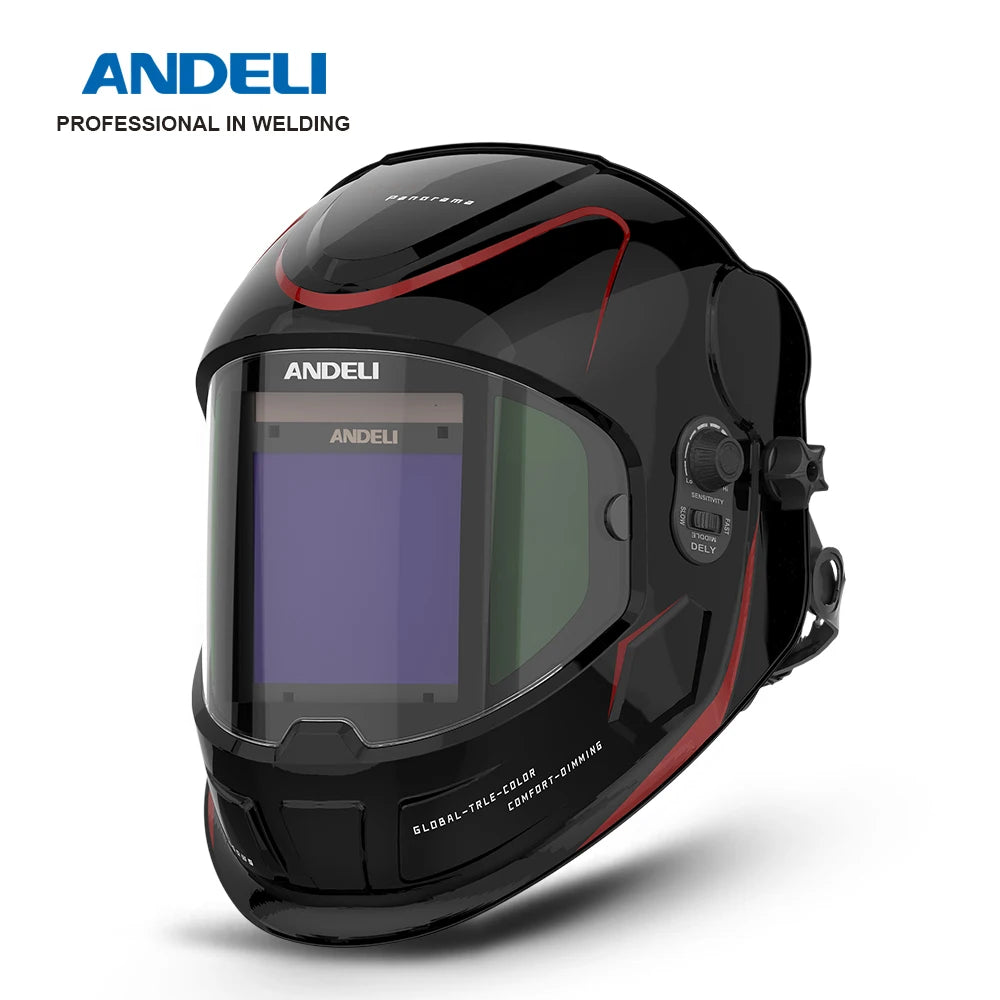 ANDELI 100*95mm Welder Mask Large View Auto Darkening Welding Helmet True Color DIN4 1/1/1/2 Soldering Mask  for TIG MIG MMA CUT