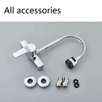Chrome Wall Mounted Dual Hole Kitchen Faucet Lead Free Hot Cold Water Mixer Tap Stream Spray Bubbler 360 Rotation Flexible Pipe