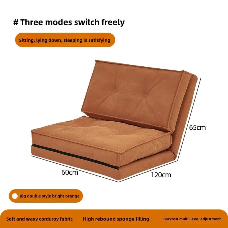 Leisure Corduroy Folding Lazy Sofa Living Room Single Sofa Small-sized Household Cream Style Reclining Foldable Sofa Bed New