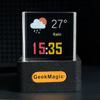GeekMagic GIFTV Crystal Cube Holographic Mini Electric Digital Clock Desktop Smart Weather Station DIY Animations Photo Display