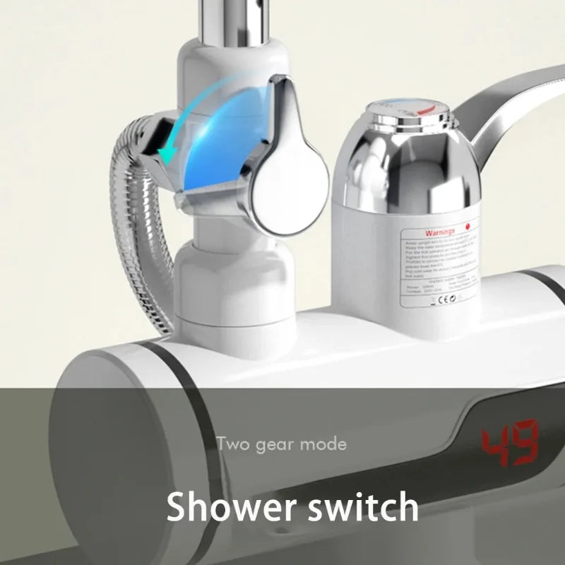3000W EU Plug Instant Electric Water Heater Shower Digital Display 220V Kitchen Bathroom Tankless Hot Water Faucet Heater