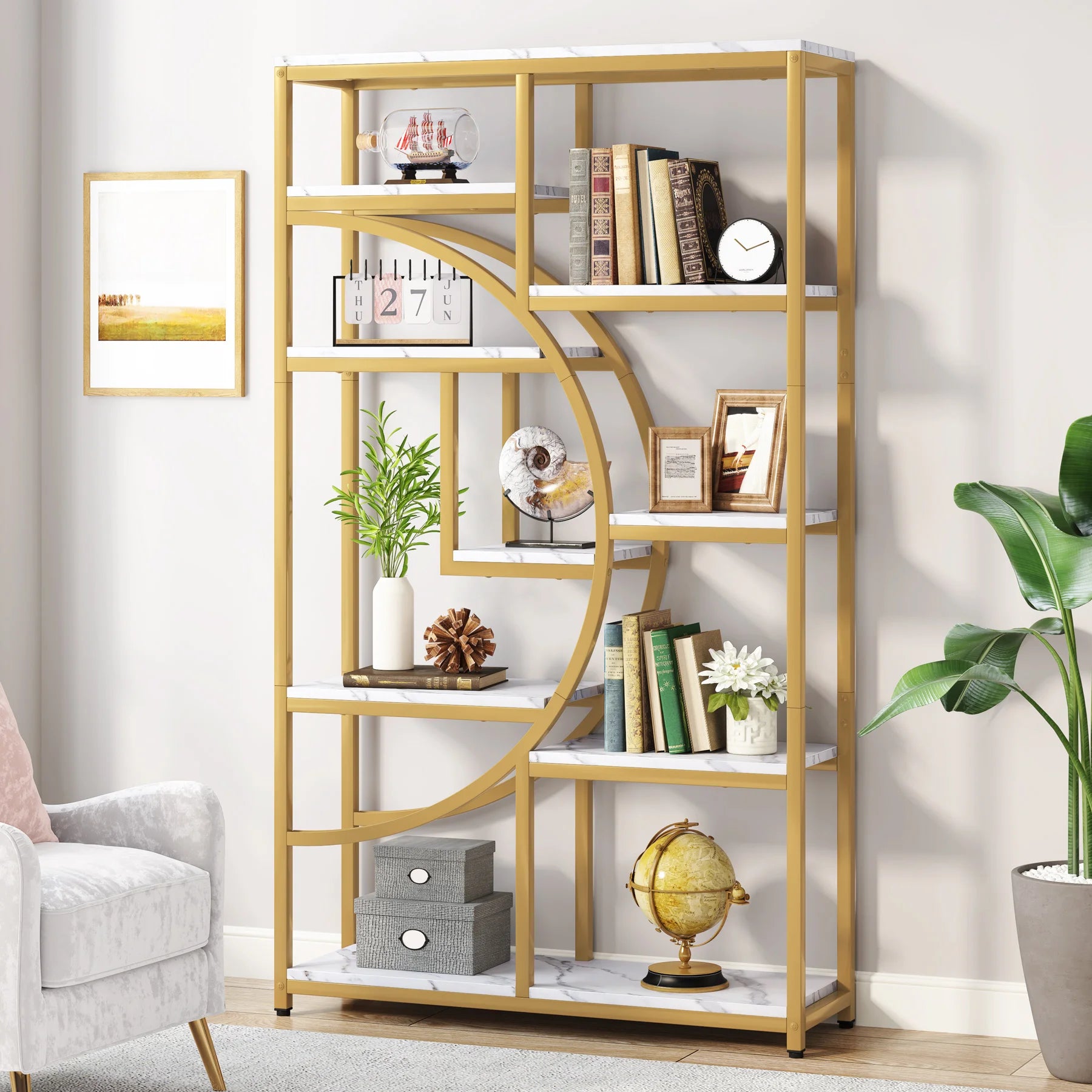 Tribesigns Bookshelf Industrial 5 Tier Etagere Bookcase, Freestanding Tall Bookshelves Display Shelf Storage Organizer