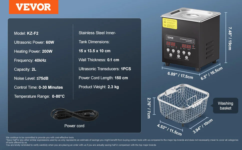 VEVOR 2-30L Ultrasonic Cleaner Digital Ultrasound Cleaning Machine with Upgraded Degassing and Gentle Mode for Jewelry Glass
