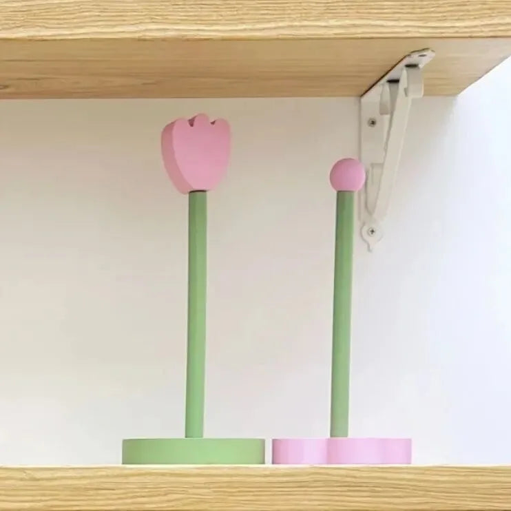 Wooden Kitchen Roll Paper Rack Creative Flower Towel Holder Bathroom Tissue Stand Home Decor Diningtable Napkins Rack, Ornaments