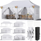 Pavilion Popup Gazebo 3x6m Waterproof Folding Gazebo Tent Party Tent 6 Side Panels Fully enclosed UV 50+ Height Adjustable 2-3M