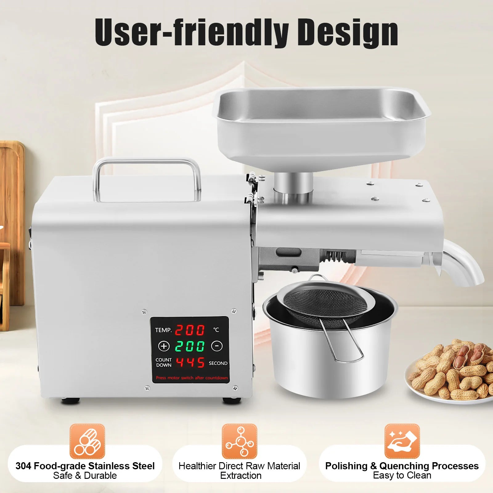 Home Automatic Oil Press Machine Commercial Nuts Seeds Oil Presser Oil Extractor Digital Temperature Control