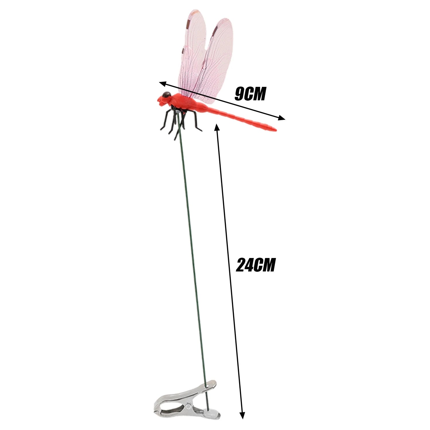 20/1x Simulated Dragonfly Insert Clip Wear Resist Bug Repellent Dragonfly Clamp 3D Artificial Hat Clip for Patio Decor Gardening