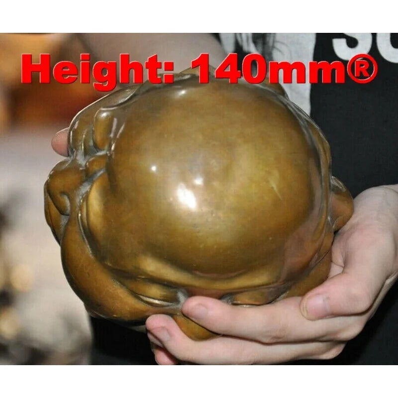 5.6" Chinese Buddhism brass copper 4 Face Expression Maitreya Buddha Head Statue