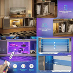"80-Inch TV Capacity LED Entertainment Center with Adjustable Glass Shelves and Translucent Door Storage Cabinets"