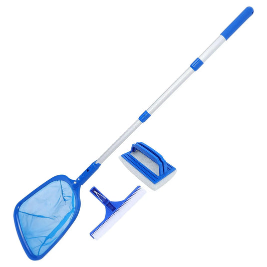 Swimming Pool Cleaning Set Supplies Pole Inflatable Net and Brush Nylon Leaf Skimmer Cleaner Kit