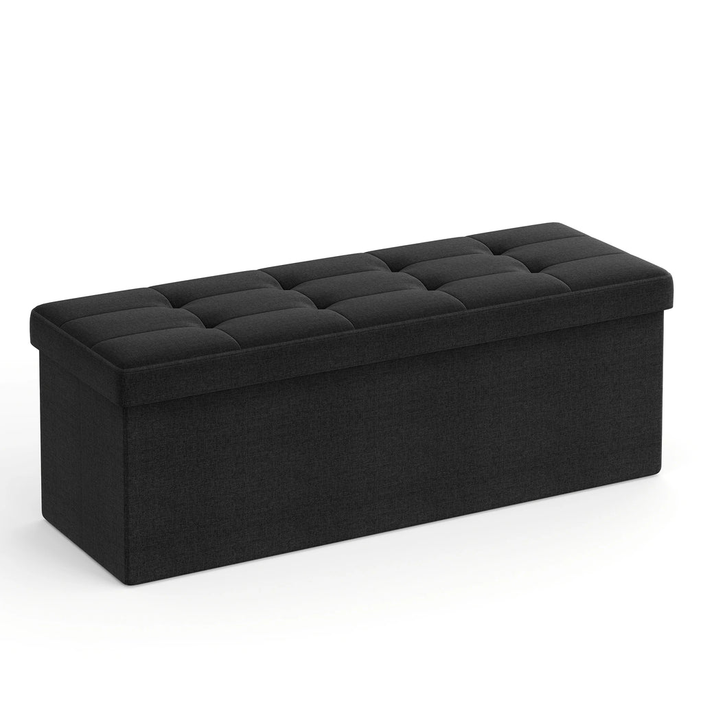 SONGMICS Storage Bench, Foldable Pouffe, 38 x 110 x 38 cm, End of Bed, Footrest, Storage Box, Load up to 300 kg, for Living Room