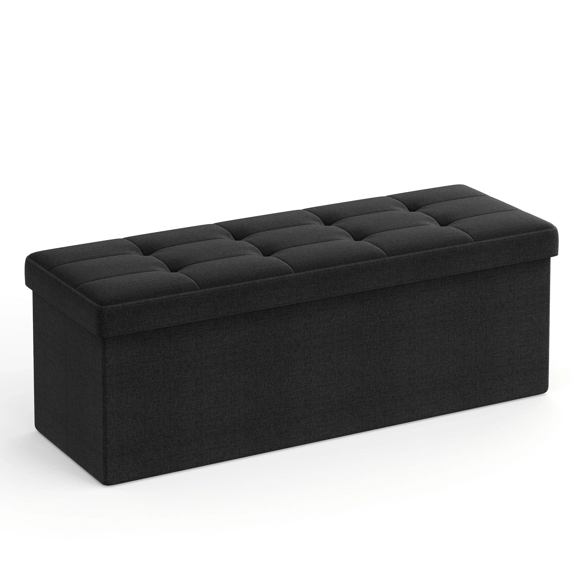 SONGMICS Storage Bench, Foldable Pouffe, 38 x 110 x 38 cm, End of Bed, Footrest, Storage Box, Load up to 300 kg, for Living Room