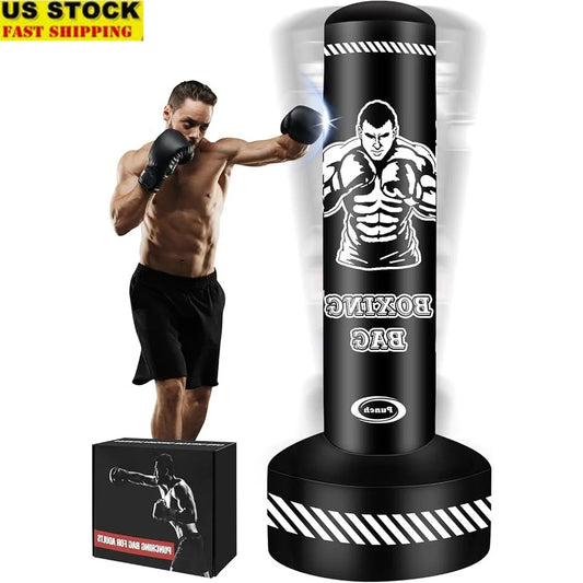 Inflatable Standing Punching Bag - Adults Kickboxing MMA Home Fitness Heavy Bag | AlluCanFind