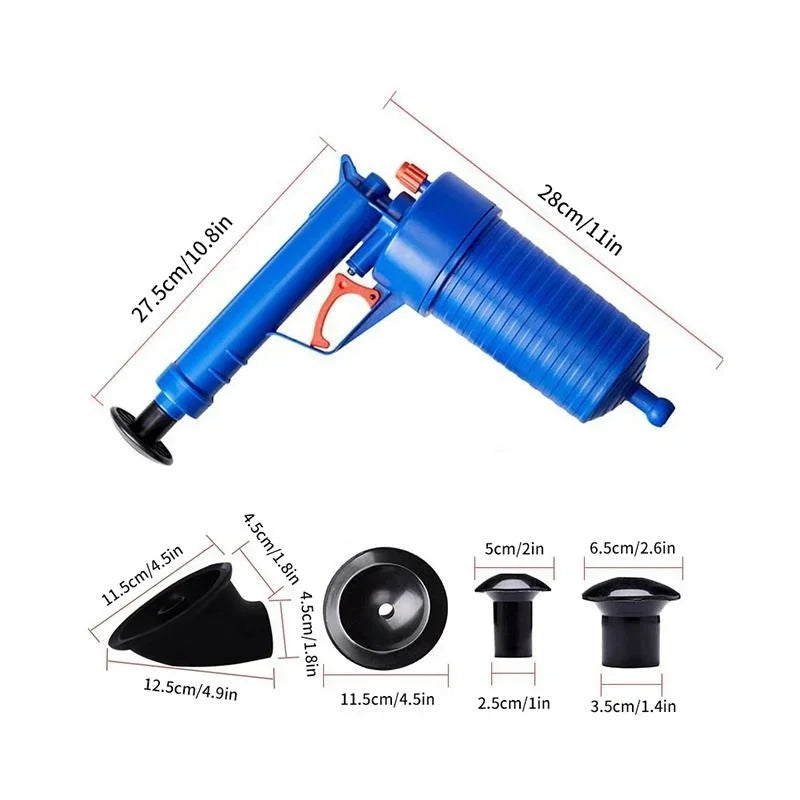 Air Power Drain Blaster Gun High Pressure Pipe Plunger Drain Cleaner Pump Pipeline Clogged Remover Bathroom Sink Toilet Cleaner