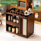 Mobile tea table Small tea table Kettle integrated tea cabinet Solid wood coffee table Tea cart Brewing tea table