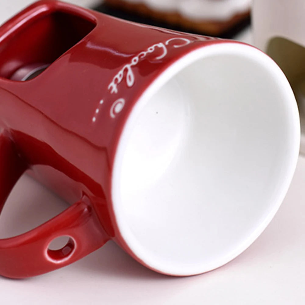 Candle Cup Cheese Chocolate Melting Ceramic Mug with Fork Chocolate Fondue Mug Creative Coffee Mug for Chocolate Cheese Candy
