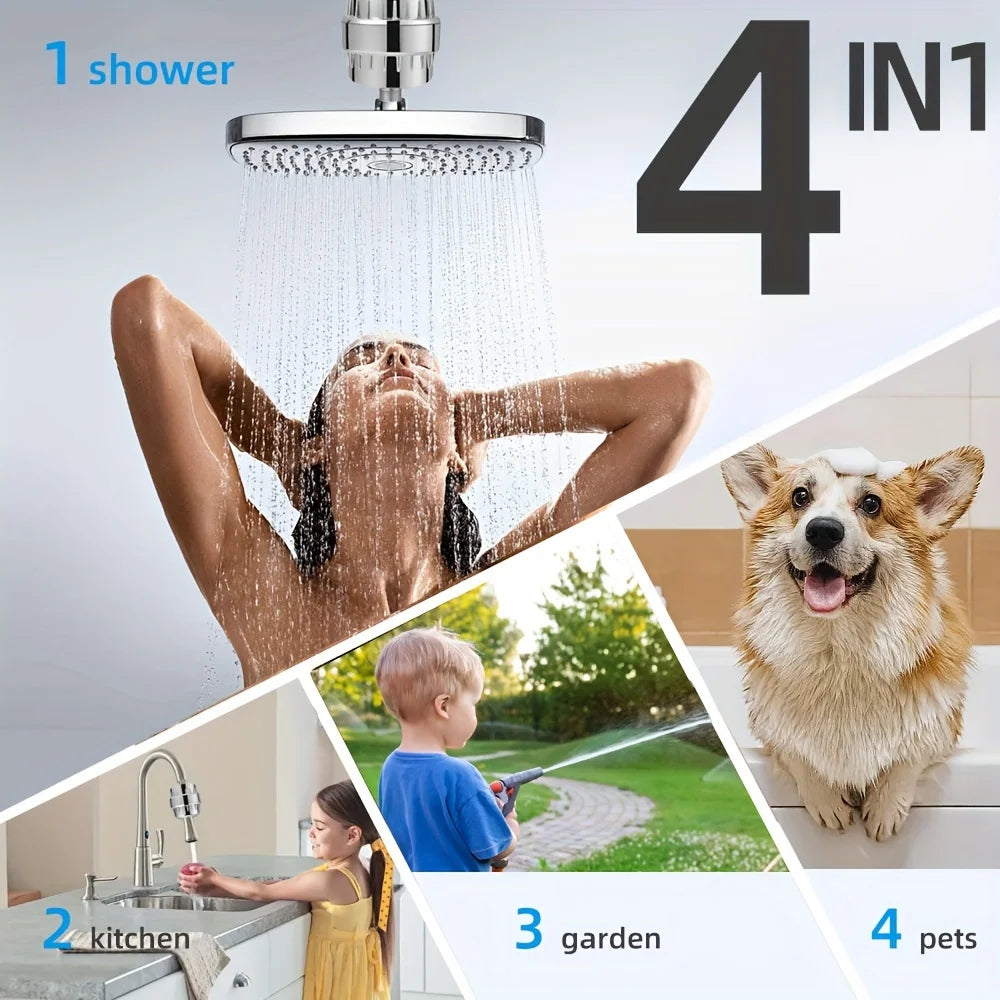 20-Stage Showerhead Filter - Hard Water Filter with 2 Replaceable Cartridges | AlluCanFind