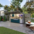 Custom Stainless Steel Outdoor Kitchen Cabinet for Gas BBQ Grill Outdoor Furniture with Shed for Pool House