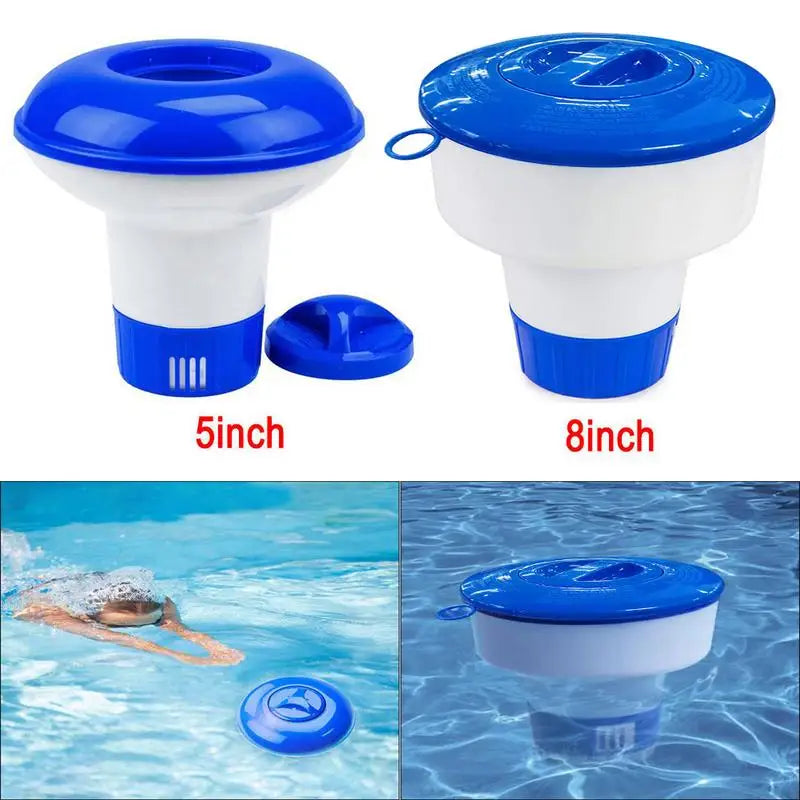 8 Inch Deluxe Large Swimming Pool Cleaning Tools Chlorine Dispenser Blue White Floating Swim Pool Tool Tablet Auto-Supplier