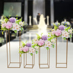 4Pcs Tall Gold Wedding Backdrop Flower Vase Stand Metal Table Centerpieces Decor Floral Arrangement for Party Home Decor