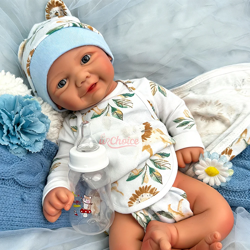 18" Washable Silicone Reborn Baby Girl/Boy Vivienne Open Mouth Realistic Newborn Doll Spain Muñeca For Kids Age 3+ Children Gift