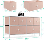 Dresser for Bedroom with 6 Drawer Wide Dresser & Chests of Drawers Cute Girl Dresser for Closet, Bedroom, Entryway, Pink