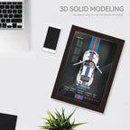 1:32 photo frame version alloy metal sports car model 3D hanging picture frame Interior decorations ornaments With Light Display