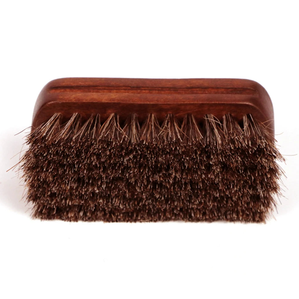 Horsehair Leather Textile Cleaning Brush Shine Polishing Brush Auto Wash for Car Interior Furniture Apparel Bag
